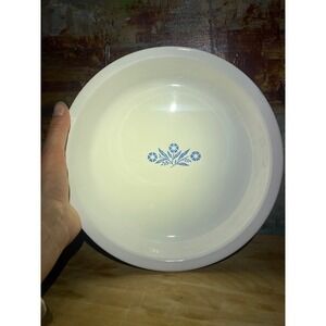 Corning Ware Cornflower Blue 9 Inch Pie Plate Vintage P-309 White Pyroceram Dish